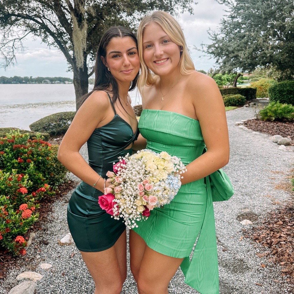 Green Rebecca Vallance bow dress